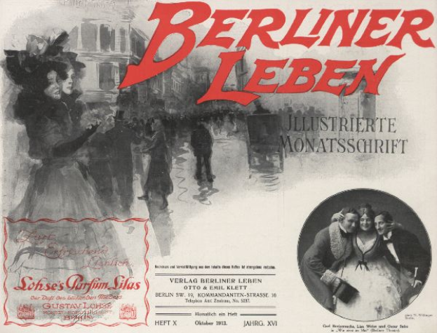 Ein Vintage-Plakat für den deutschen Film 'Berliner Leben', das eine Gruppe von Menschen vor einem Gebäude zeigt, mit dem Filmtitel in Großbuchstaben.