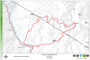 Ein detaillierter Plan einer geplanten Wanderroute mit Landmarken, Text und Logos auf einem Plakat.