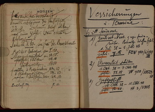 Offenes Buch mit handgeschriebenen deutschen Militär-Tagebucheinträgen aus dem frühen 20. Jahrhundert, enthält Text- und numerische Daten.