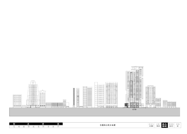 Skizze mehrerer Gebäude.