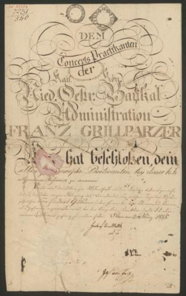 Altes deutsches Reichsvertragsdokument mit schwarzem Hintergrund und einer rosa Blume, mit verblasster Schrift.