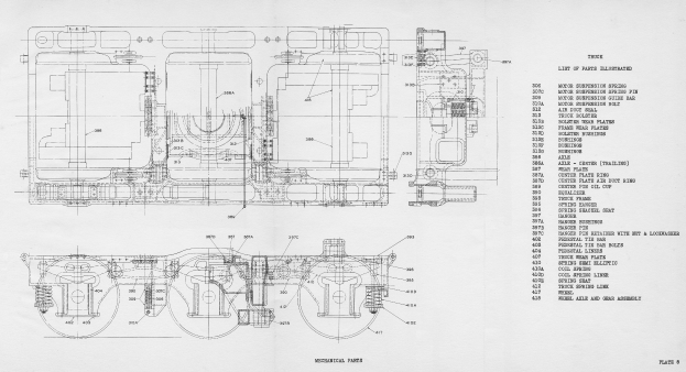 Detailgenauer Zeichnung eines Automotors auf Papier mit beschrifteten Komponenten und erklärendem Text.