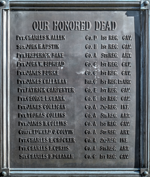 Eine Metallgedenktafel an einem Gebäude mit der Inschrift "Unsere Ehrenvollen Toten".