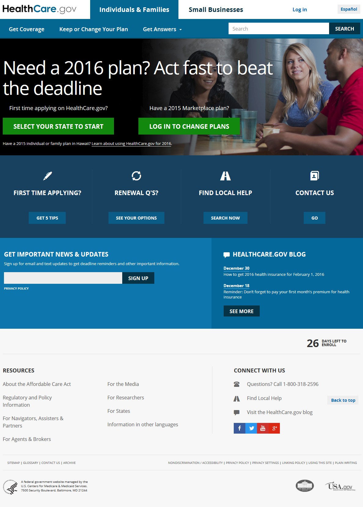 Webseite der Gesundheitsbehörde zeigt eine Gruppe von Menschen an einem Tisch mit Gläsern und anderen Gegenständen, mit dem Webseitentitel und Informationen.