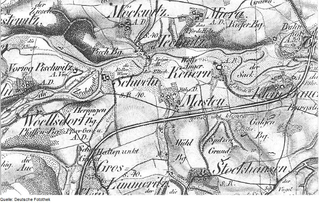 Ein detailliertes Schwarz-Weiß-Karte von Stuttgart, Deutschland, mit Text, der einen Überblick über das Gebiet gibt.