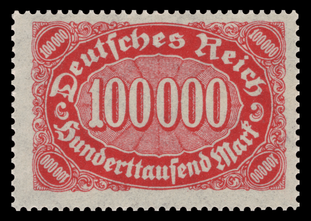 Ein roter Stempel mit den Worten "Deutsches Reich" darauf vor einem schwarzen Hintergrund.