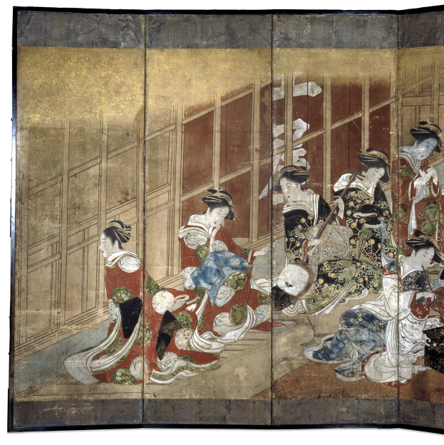 Eine Frau steht lächelnd vor einer friedlichen Landschaft mit Wasser, Grünfläche, einem Gebäude und einem klaren blauen Himmel, mit dem Text 'Kulturelle Kompetenz erwerben: Japanisch in Japan lernen' darüber.